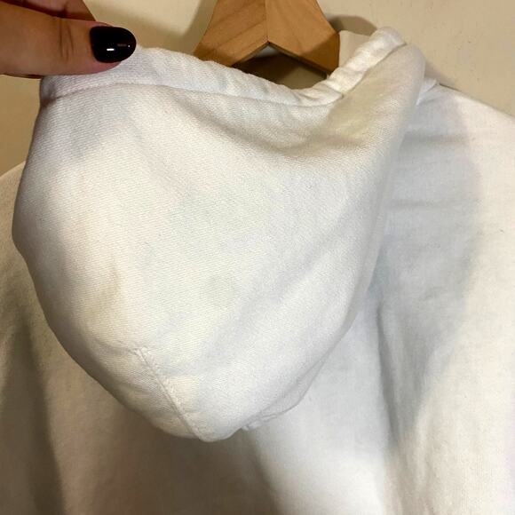 Levi's Graphic Cropped White Hoodie Sweatshirt Relaxed Fit Sz XL Poly-Cotton - Picture 7 of 14